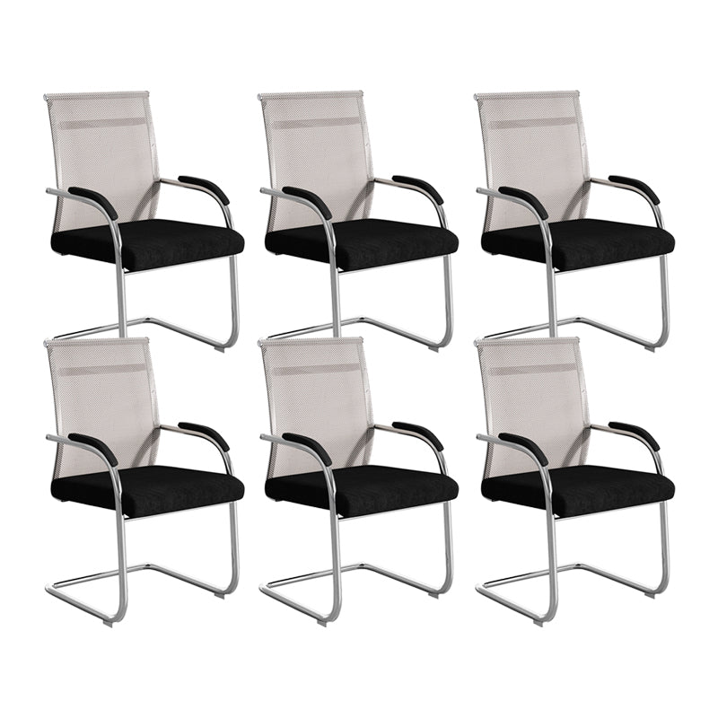 Modern Office Chair Mesh Ergonomic Chair Mid-Back Chair in Black 6 Piece Set Clearhalo 'furn' 'furn_office_chair' 'Furniture' 'Office Chairs' 'Office Furniture' 'office_chair' 6275337