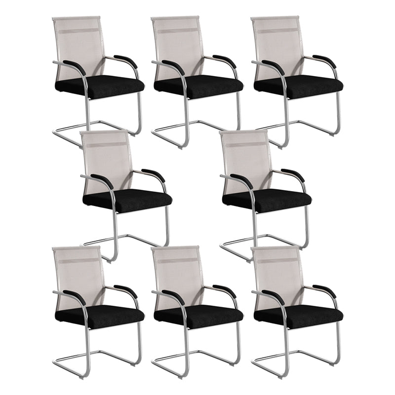 Modern Office Chair Mesh Ergonomic Chair Mid-Back Chair in Black 8 Piece Set Clearhalo 'furn' 'furn_office_chair' 'Furniture' 'Office Chairs' 'Office Furniture' 'office_chair' 6275339