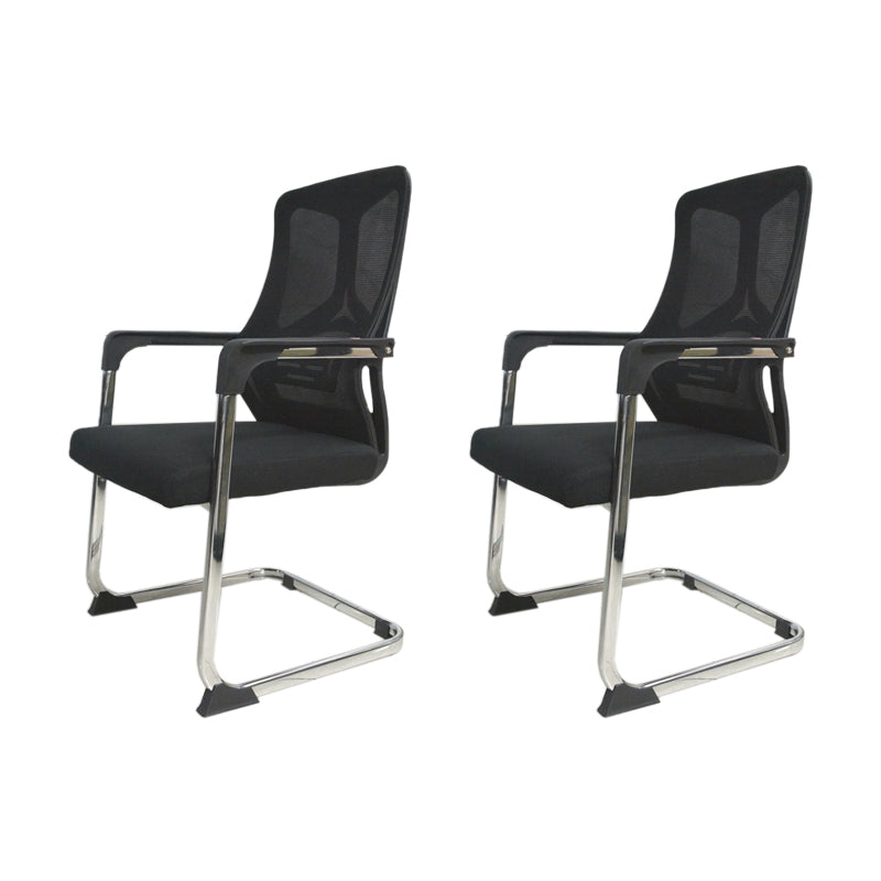 Arms Included Office Chair Contemporary Chrome Frame Desk Chair 2 Piece Set Black Clearhalo 'furn' 'furn_office_chair' 'Furniture' 'Office Chairs' 'Office Furniture' 'office_chair' 6275426