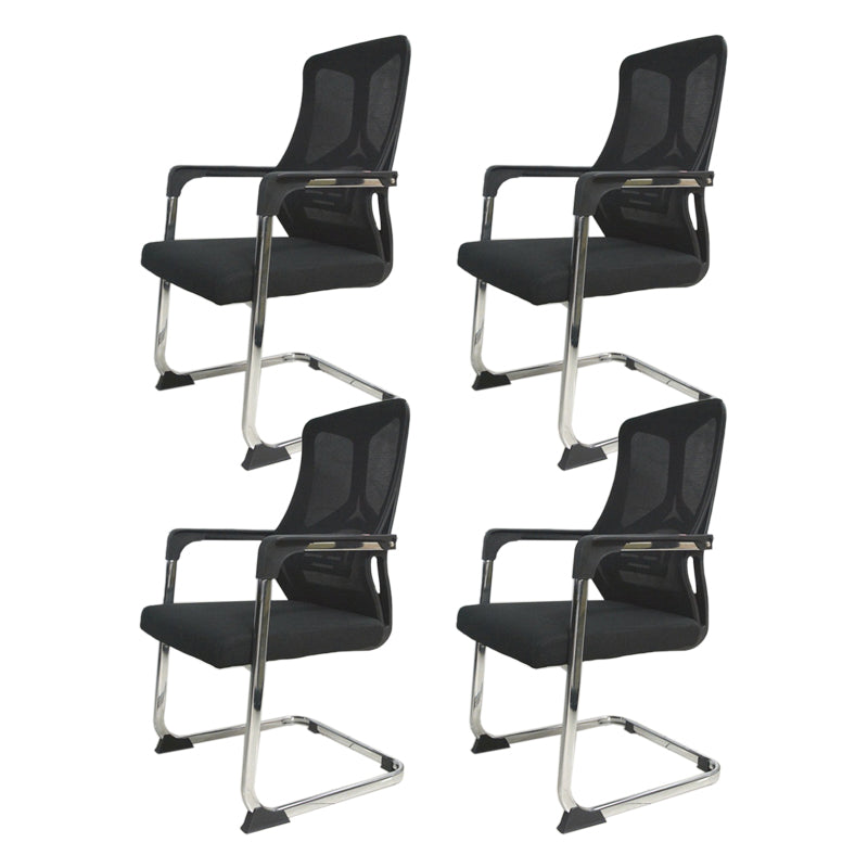 Arms Included Office Chair Contemporary Chrome Frame Desk Chair 4 Piece Set Black Clearhalo 'furn' 'furn_office_chair' 'Furniture' 'Office Chairs' 'Office Furniture' 'office_chair' 6275427