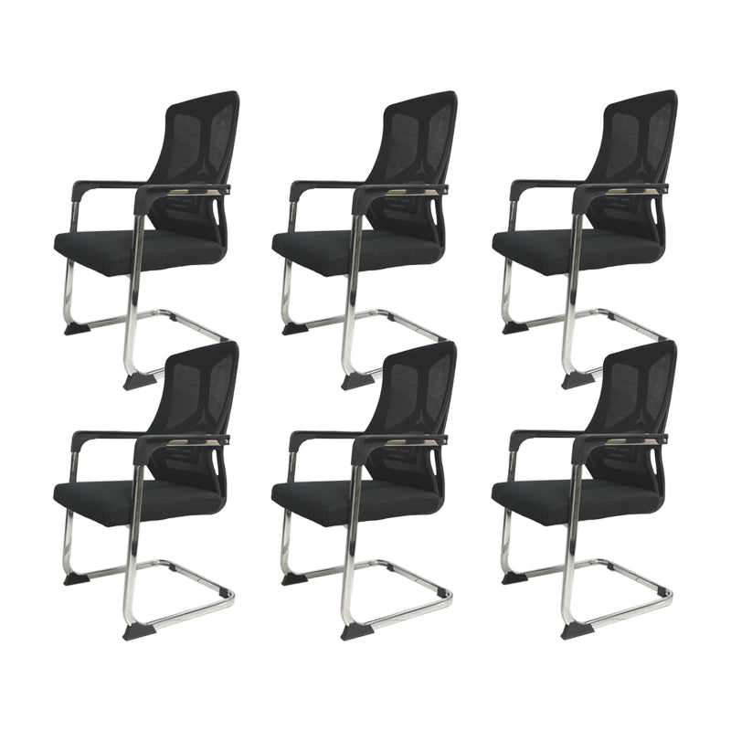 Arms Included Office Chair Contemporary Chrome Frame Desk Chair 6 Piece Set Black Clearhalo 'furn' 'furn_office_chair' 'Furniture' 'Office Chairs' 'Office Furniture' 'office_chair' 6275429