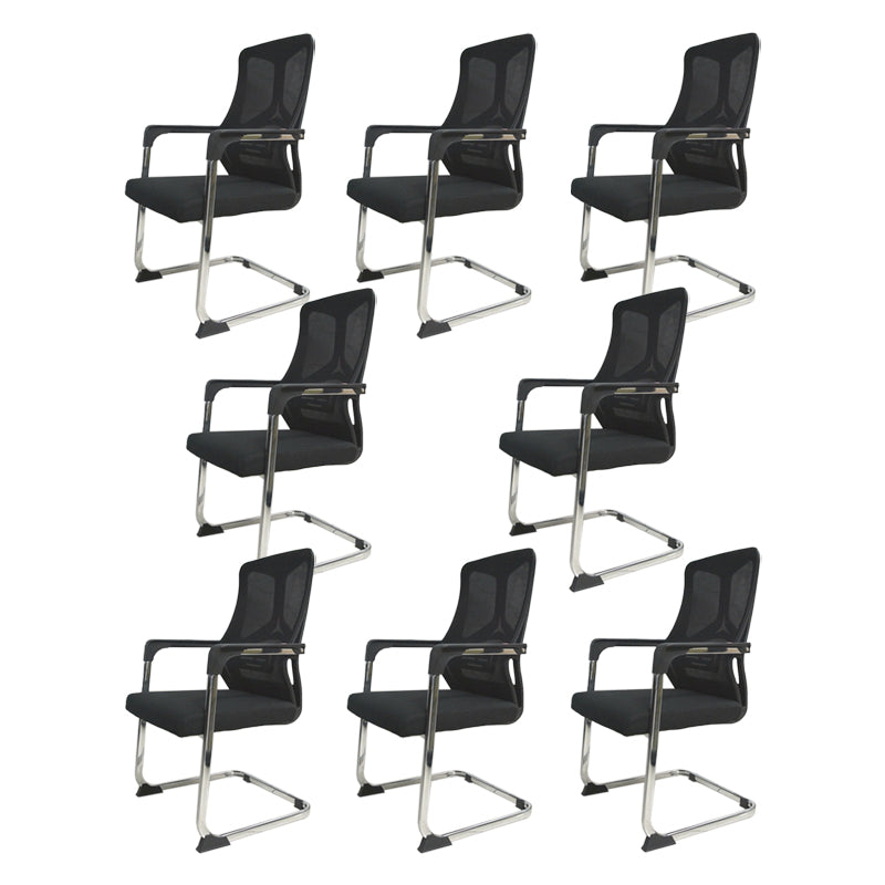 Arms Included Office Chair Contemporary Chrome Frame Desk Chair 8 Piece Set Black Clearhalo 'furn' 'furn_office_chair' 'Furniture' 'Office Chairs' 'Office Furniture' 'office_chair' 6275431