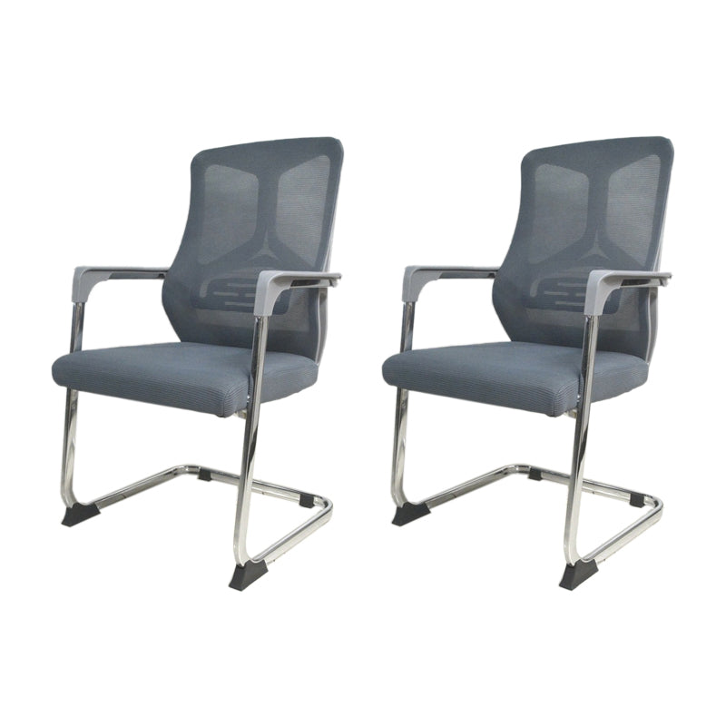 Arms Included Office Chair Contemporary Chrome Frame Desk Chair 2 Piece Set Gray Clearhalo 'furn' 'furn_office_chair' 'Furniture' 'Office Chairs' 'Office Furniture' 'office_chair' 6275433
