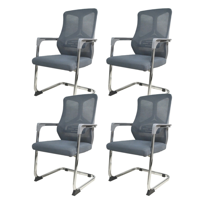 Arms Included Office Chair Contemporary Chrome Frame Desk Chair 4 Piece Set Gray Clearhalo 'furn' 'furn_office_chair' 'Furniture' 'Office Chairs' 'Office Furniture' 'office_chair' 6275435