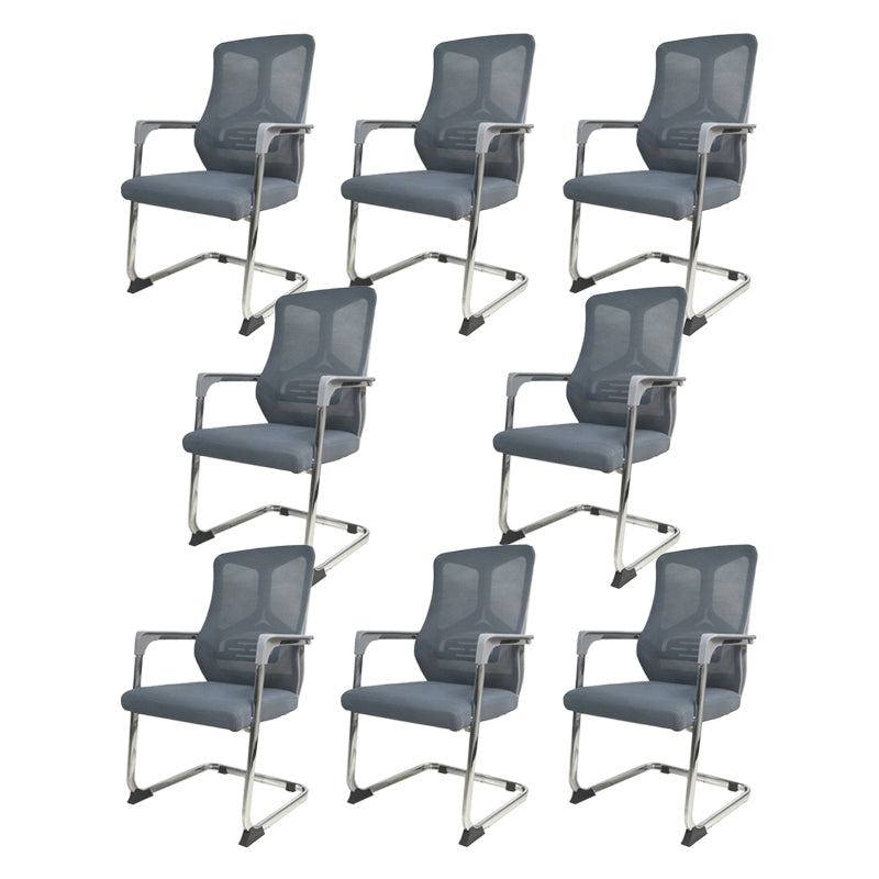 Arms Included Office Chair Contemporary Chrome Frame Desk Chair 8 Piece Set Gray Clearhalo 'furn' 'furn_office_chair' 'Furniture' 'Office Chairs' 'Office Furniture' 'office_chair' 6275439
