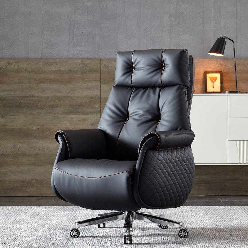 27-inch brede moderne managersstoel Zwart lederen directiestoel