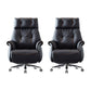 27-inch brede moderne managersstoel Zwart lederen directiestoel