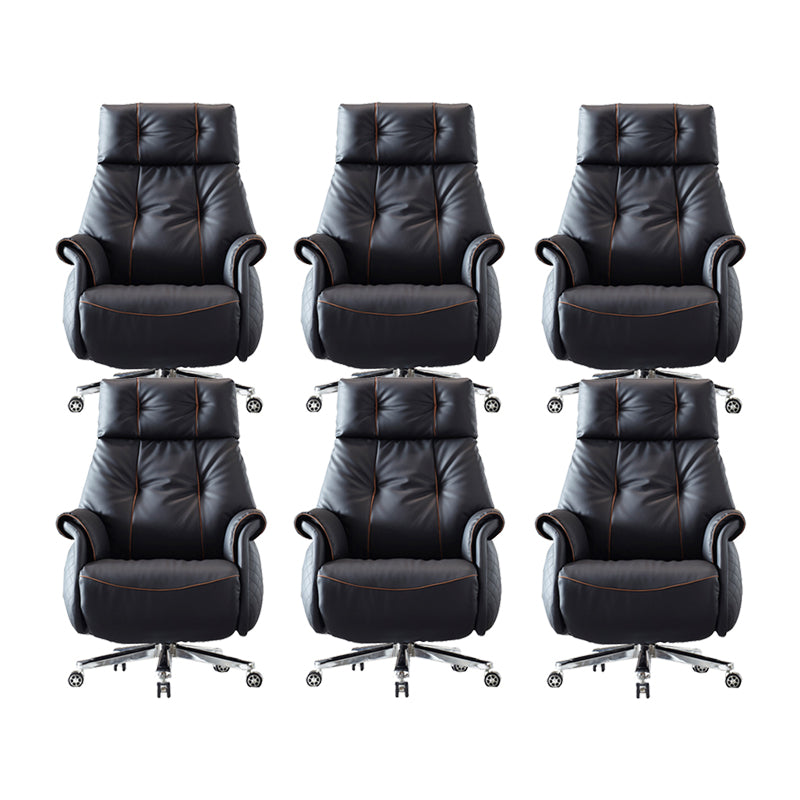 27-inch brede moderne managersstoel Zwart lederen directiestoel