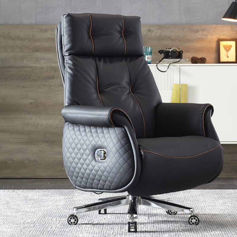 27-inch brede moderne managersstoel Zwart lederen directiestoel