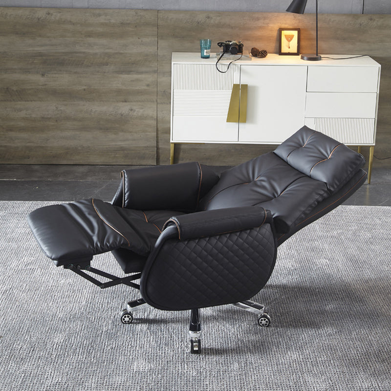 27-inch brede moderne managersstoel Zwart lederen directiestoel