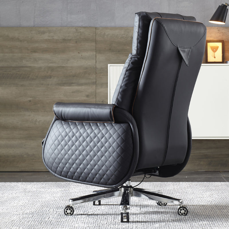 27-inch brede moderne managersstoel Zwart lederen directiestoel