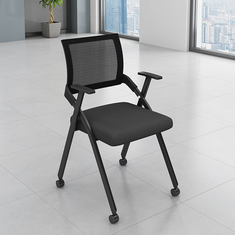 Mid Back Home Office Chair Black Frame Conference Chair Arm Chair Gloss Black 1 Piece Clearhalo 'furn' 'furn_office_chair' 'Furniture' 'Office Chairs' 'Office Furniture' 'office_chair' 6275574