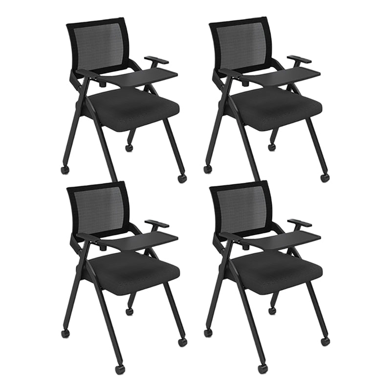 Mid Back Home Office Chair Black Frame Conference Chair Arm Chair Matte Black 4 Piece Set Clearhalo 'furn' 'furn_office_chair' 'Furniture' 'Office Chairs' 'Office Furniture' 'office_chair' 6275585