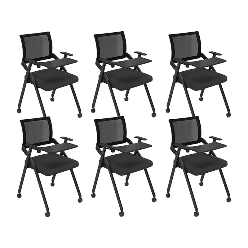 Mid Back Home Office Chair Black Frame Conference Chair Arm Chair Matte Black 6 Piece Set Clearhalo 'furn' 'furn_office_chair' 'Furniture' 'Office Chairs' 'Office Furniture' 'office_chair' 6275587