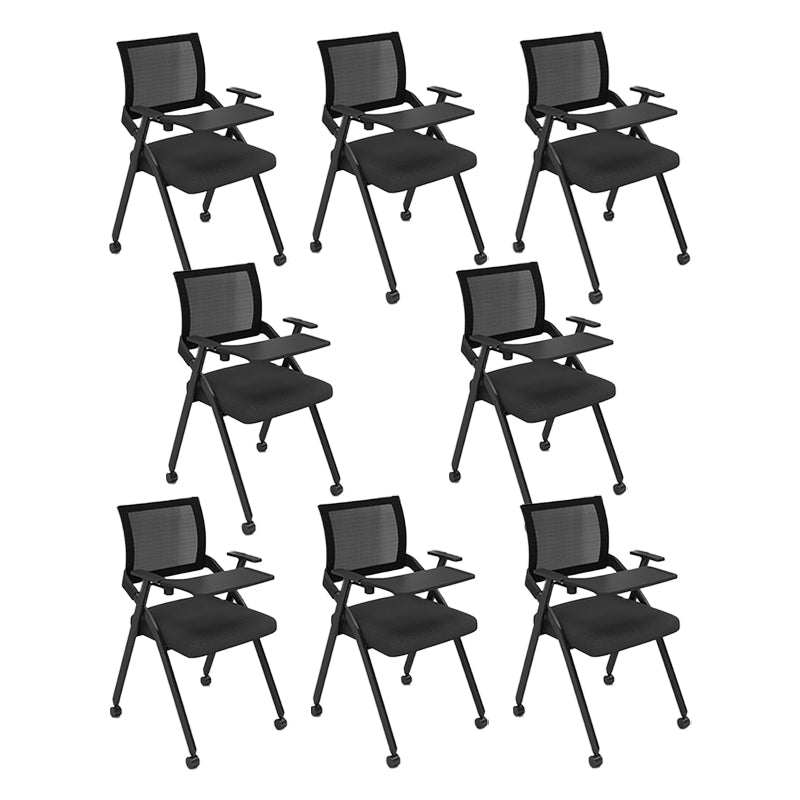 Mid Back Home Office Chair Black Frame Conference Chair Arm Chair Matte Black 8 Piece Set Clearhalo 'furn' 'furn_office_chair' 'Furniture' 'Office Chairs' 'Office Furniture' 'office_chair' 6275589