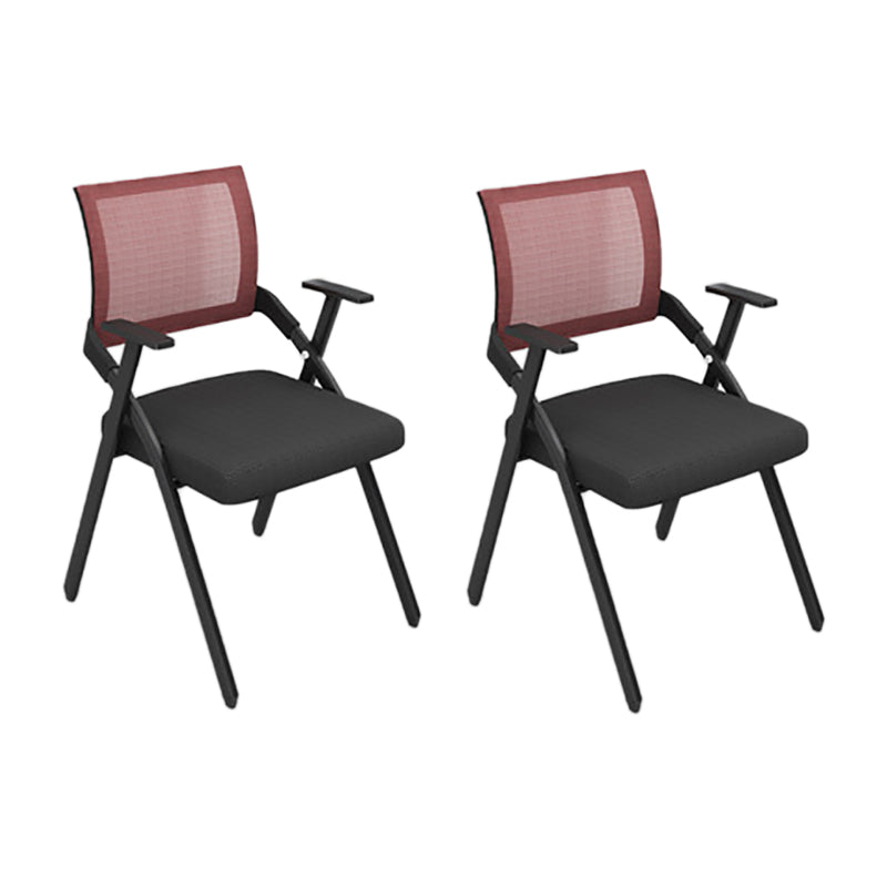 Mid Back Home Office Chair Black Frame Conference Chair Arm Chair Red 2 Piece Set Clearhalo 'furn' 'furn_office_chair' 'Furniture' 'Office Chairs' 'Office Furniture' 'office_chair' 6275591