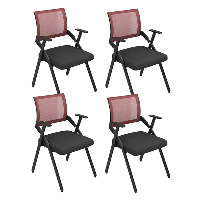 Mid Back Home Office Chair Black Frame Conference Chair Arm Chair Red 4 Piece Set Clearhalo 'furn' 'furn_office_chair' 'Furniture' 'Office Chairs' 'Office Furniture' 'office_chair' 6275592