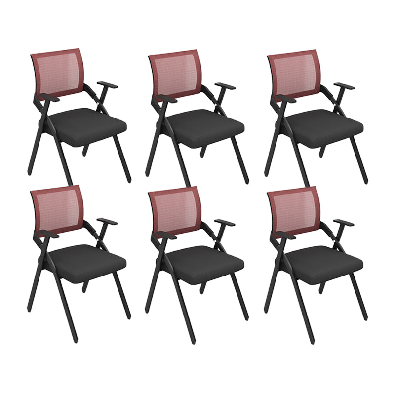 Mid Back Home Office Chair Black Frame Conference Chair Arm Chair Red 6 Piece Set Clearhalo 'furn' 'furn_office_chair' 'Furniture' 'Office Chairs' 'Office Furniture' 'office_chair' 6275594