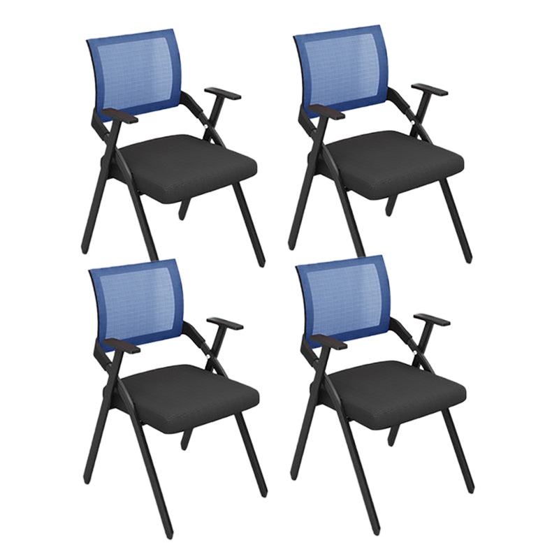 Mid Back Home Office Chair Black Frame Conference Chair Arm Chair Blue 4 Piece Set Clearhalo 'furn' 'furn_office_chair' 'Furniture' 'Office Chairs' 'Office Furniture' 'office_chair' 6275600