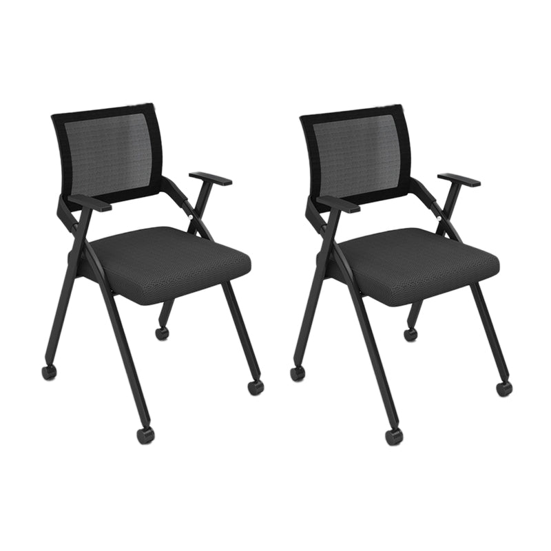 Mid Back Home Office Chair Black Frame Conference Chair Arm Chair Gloss Black 2 Piece Set Clearhalo 'furn' 'furn_office_chair' 'Furniture' 'Office Chairs' 'Office Furniture' 'office_chair' 6275608