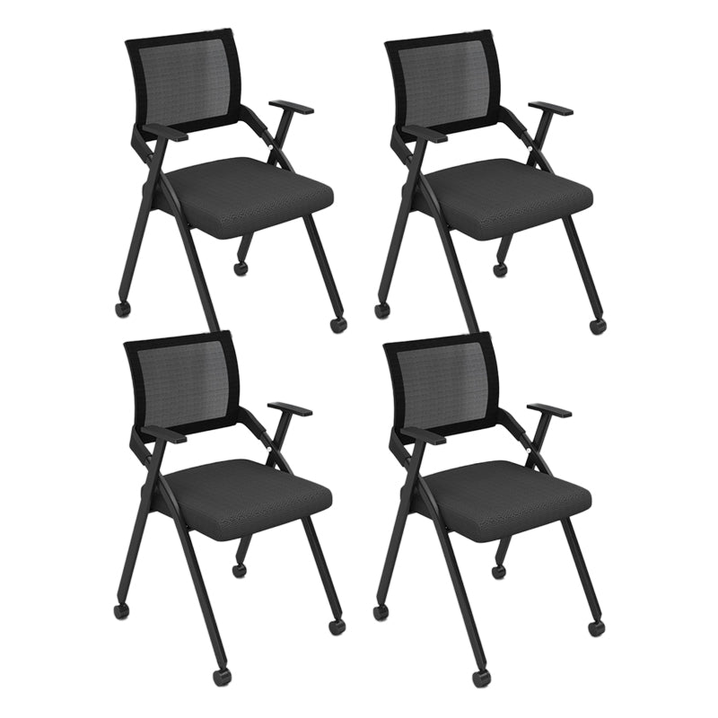 Mid Back Home Office Chair Black Frame Conference Chair Arm Chair Gloss Black 4 Piece Set Clearhalo 'furn' 'furn_office_chair' 'Furniture' 'Office Chairs' 'Office Furniture' 'office_chair' 6275609