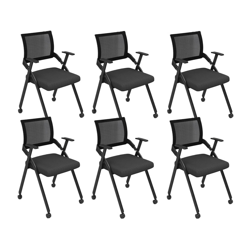 Mid Back Home Office Chair Black Frame Conference Chair Arm Chair Gloss Black 6 Piece Set Clearhalo 'furn' 'furn_office_chair' 'Furniture' 'Office Chairs' 'Office Furniture' 'office_chair' 6275610