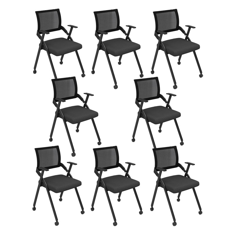 Mid Back Home Office Chair Black Frame Conference Chair Arm Chair Gloss Black 8 Piece Set Clearhalo 'furn' 'furn_office_chair' 'Furniture' 'Office Chairs' 'Office Furniture' 'office_chair' 6275611