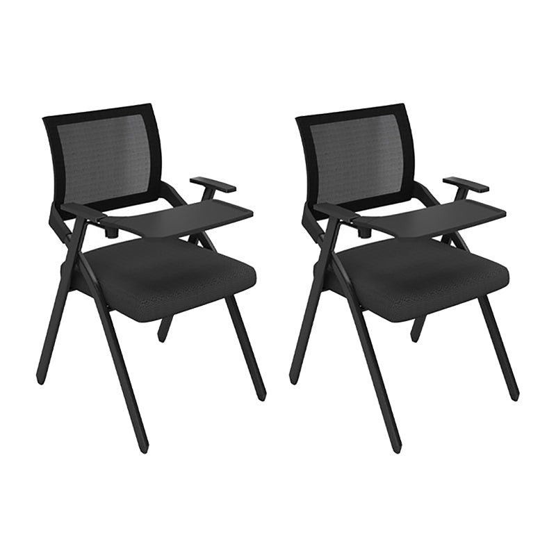 Mid Back Home Office Chair Black Frame Conference Chair Arm Chair Textured Black 2 Piece Set Clearhalo 'furn' 'furn_office_chair' 'Furniture' 'Office Chairs' 'Office Furniture' 'office_chair' 6275612