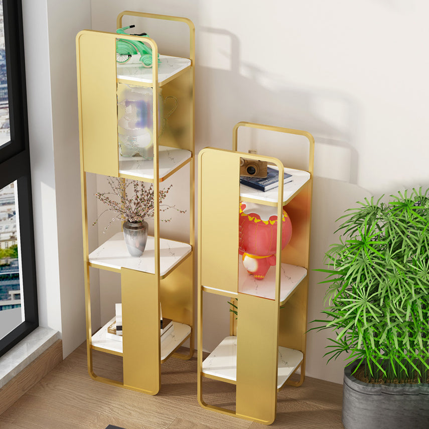 Modern Metal Shelf Bookcase Open Back Bookshelf for Living Room