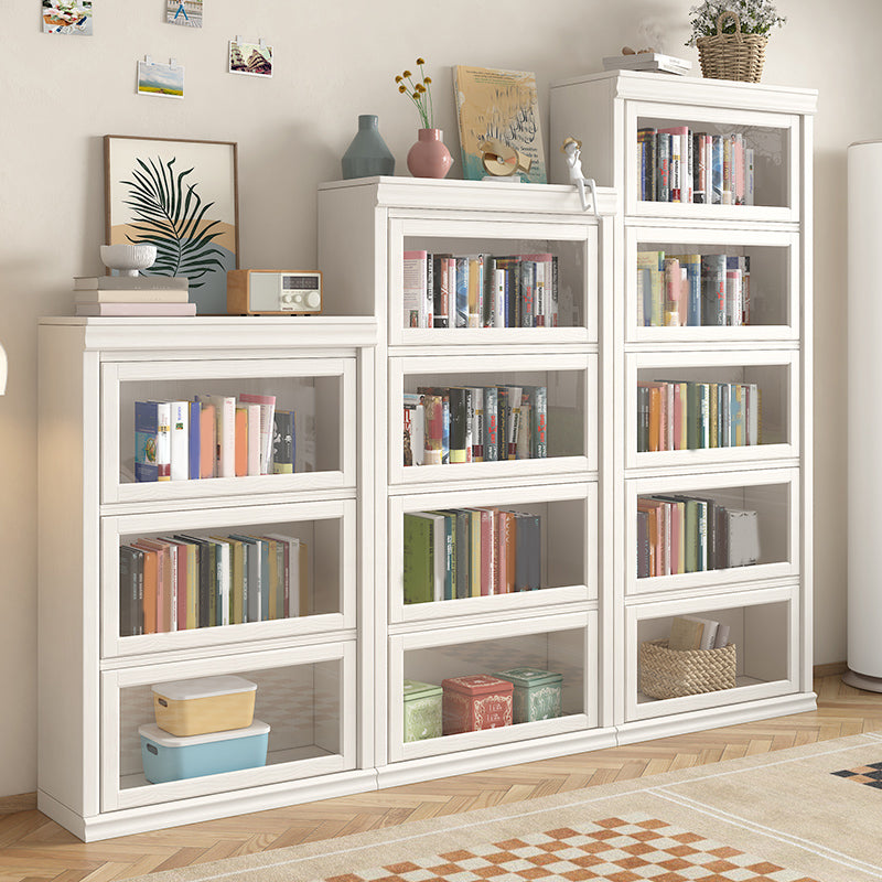 Wood Engineered Bookshelf Standard Contemporary Bookcase with Cabinets