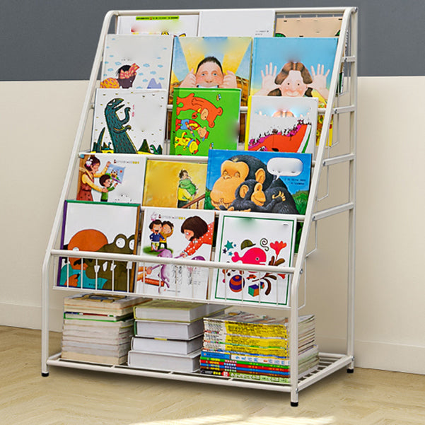 Contemporary Metal Bookshelf White Ladder Shelf Bookcase for Study Room 28"L x 15"W x 37"H Clearhalo 'Bookcases' 'furn' 'furn_bookcases' 'Furniture' 'Office Furniture' 6275712