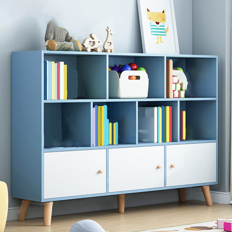 Closed Back Engineered Wood Shelf Bookcase Contemporary Bookshelf for Study Room 55.1"L x 9.4"W x 42.1"H Blue 3 Clearhalo 'Bookcases' 'furn' 'furn_bookcases' 'Furniture' 'Office Furniture' 6275921