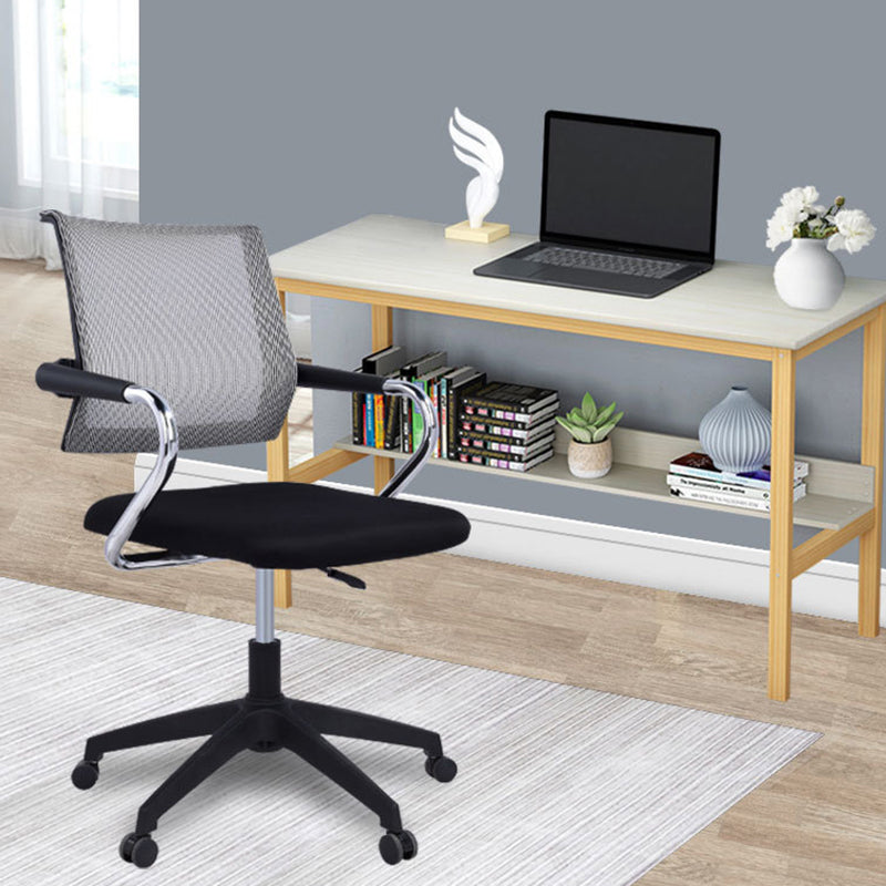 Contemporary Wheels Swivel Chair Microfiber Conference Mid-Back Arm Chair Black 1 Piece Gray Clearhalo 'furn' 'furn_office_chair' 'Furniture' 'Office Chairs' 'Office Furniture' 'office_chair' 6275928