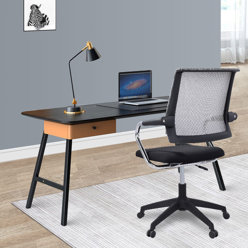 Contemporary Wheels Swivel Chair Microfiber Conference Mid-Back Arm Chair Clearhalo 'furn' 'furn_office_chair' 'Furniture' 'Office Chairs' 'Office Furniture' 'office_chair' 6275932