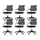 Contemporary Wheels Swivel Chair Microfiber Conference Mid-Back Arm Chair Black 6 Piece Set Black Clearhalo 'furn' 'furn_office_chair' 'Furniture' 'Office Chairs' 'Office Furniture' 'office_chair' 6275933