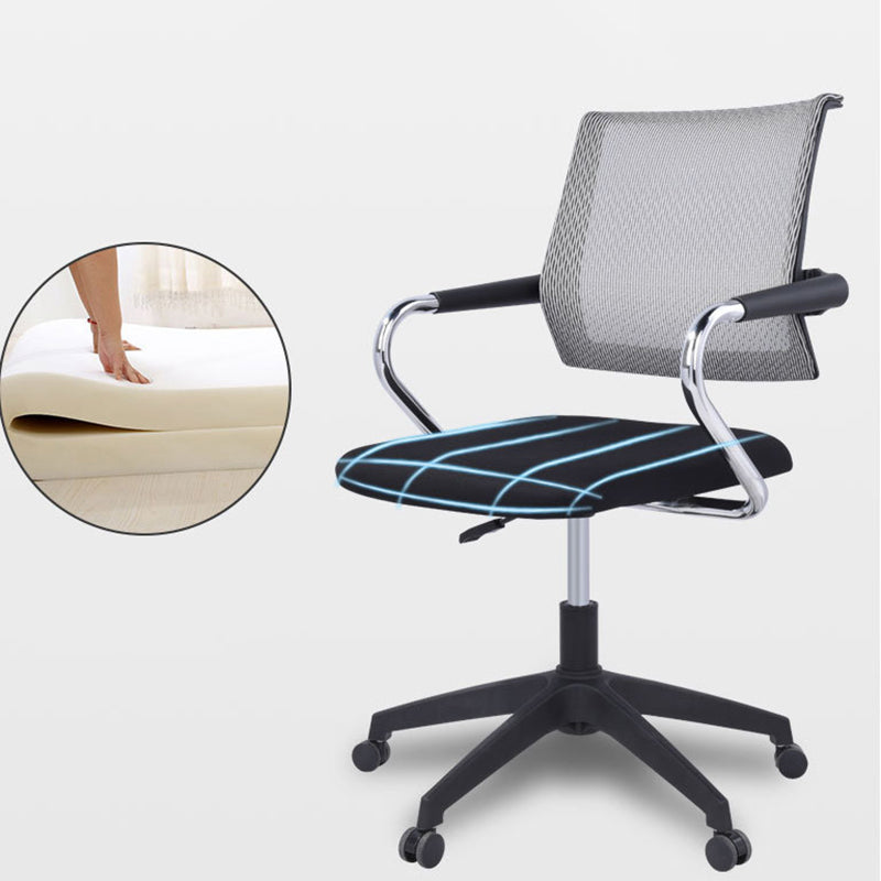 Contemporary Wheels Swivel Chair Microfiber Conference Mid-Back Arm Chair Clearhalo 'furn' 'furn_office_chair' 'Furniture' 'Office Chairs' 'Office Furniture' 'office_chair' 6275934