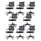 Contemporary Wheels Swivel Chair Microfiber Conference Mid-Back Arm Chair Black 8 Piece Set Black Clearhalo 'furn' 'furn_office_chair' 'Furniture' 'Office Chairs' 'Office Furniture' 'office_chair' 6275935