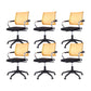 Contemporary Wheels Swivel Chair Microfiber Conference Mid-Back Arm Chair Black 6 Piece Set Orange Clearhalo 'furn' 'furn_office_chair' 'Furniture' 'Office Chairs' 'Office Furniture' 'office_chair' 6275948
