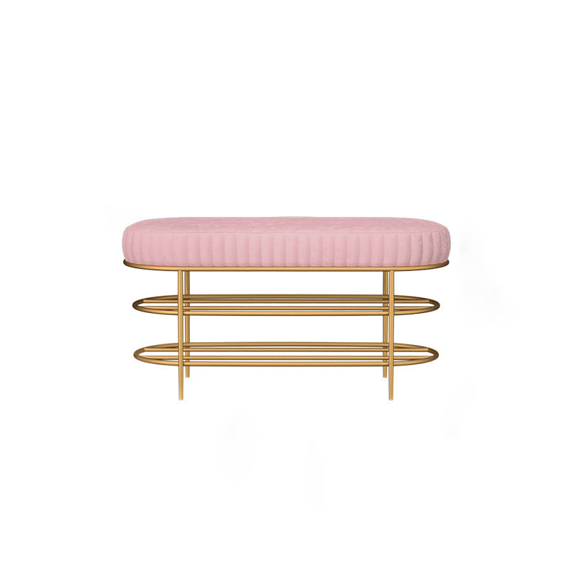 Modern Entryway Bench Cushioned Seating Bench with Shoe Storage 31"L x 14"W x 18"H Pink Clearhalo 'Benches' 'Chairs & Seating' 'furn' 'furn_benches' 'Furniture' 'Living Room Furniture' 6275983