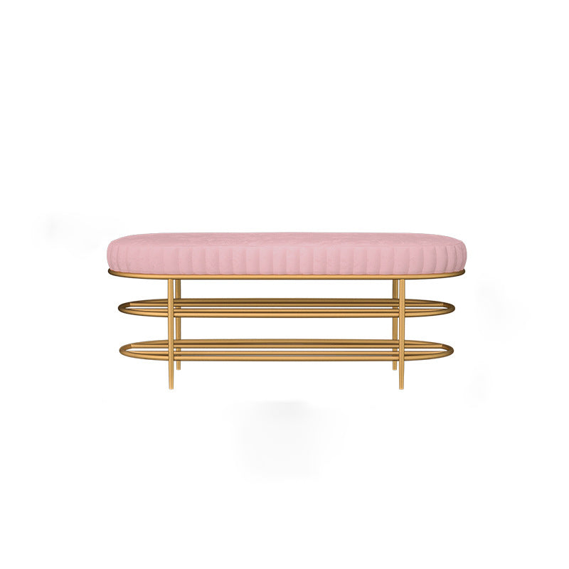 Modern Entryway Bench Cushioned Seating Bench with Shoe Storage 39.5"L x 14"W x 18"H Pink Clearhalo 'Benches' 'Chairs & Seating' 'furn' 'furn_benches' 'Furniture' 'Living Room Furniture' 6275984
