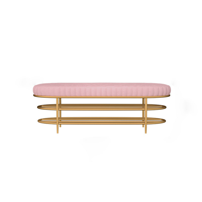 Modern Entryway Bench Cushioned Seating Bench with Shoe Storage 47"L x 14"W x 18"H Pink Clearhalo 'Benches' 'Chairs & Seating' 'furn' 'furn_benches' 'Furniture' 'Living Room Furniture' 6275985