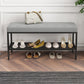 12.6 Inch Wide Entryway Bench Glam Metal Cushioned Seating Bench Black Clearhalo 'Benches' 'Chairs & Seating' 'furn' 'furn_benches' 'Furniture' 'Living Room Furniture' 6275995