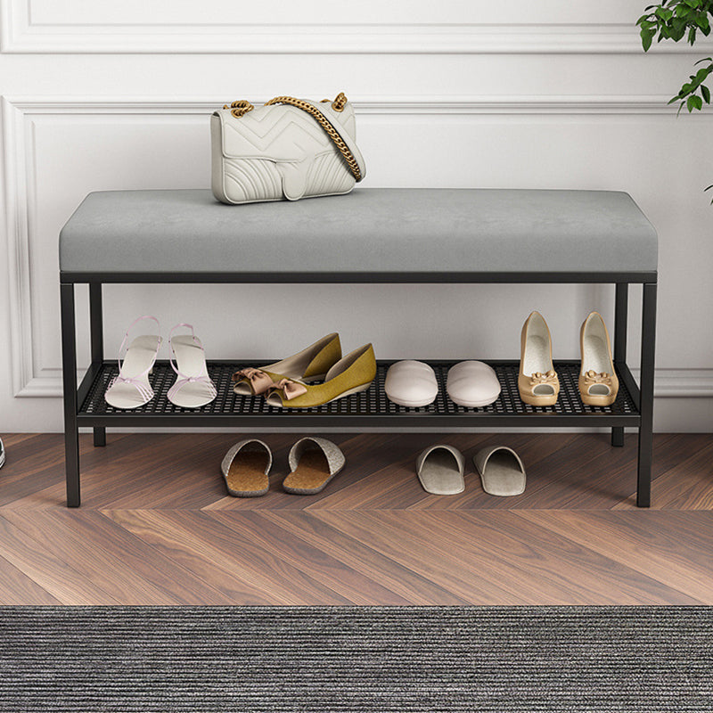12.6 Inch Wide Entryway Bench Glam Metal Cushioned Seating Bench Black Clearhalo 'Benches' 'Chairs & Seating' 'furn' 'furn_benches' 'Furniture' 'Living Room Furniture' 6275995