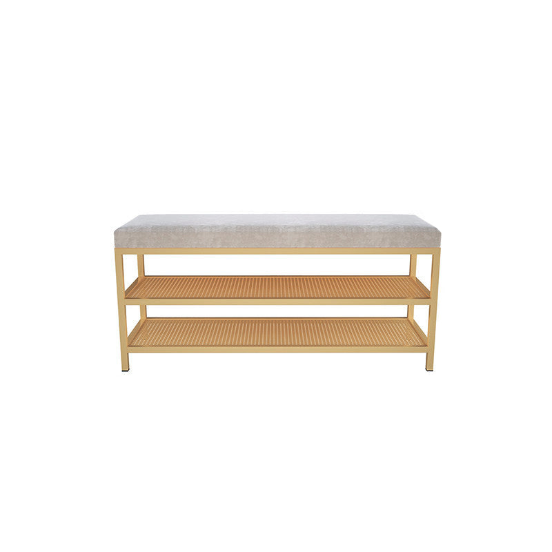 12.6 Inch Wide Entryway Bench Glam Metal Cushioned Seating Bench Clearhalo 'Benches' 'Chairs & Seating' 'furn' 'furn_benches' 'Furniture' 'Living Room Furniture' 6275998