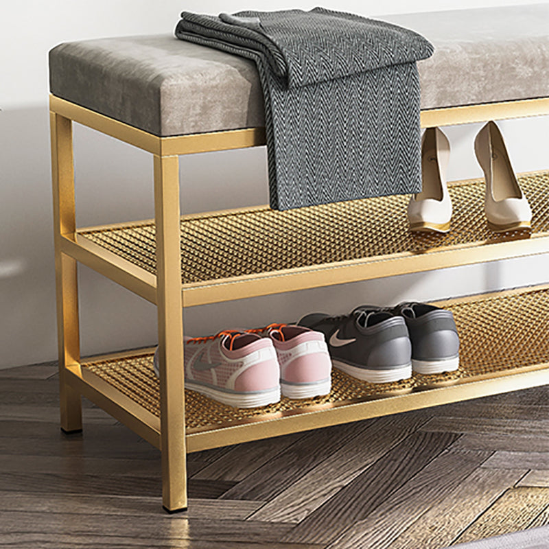 12.6 Inch Wide Entryway Bench Glam Metal Cushioned Seating Bench Clearhalo 'Benches' 'Chairs & Seating' 'furn' 'furn_benches' 'Furniture' 'Living Room Furniture' 6276000