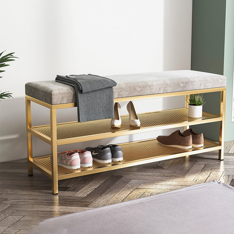 12.6 Inch Wide Entryway Bench Glam Metal Cushioned Seating Bench Clearhalo 'Benches' 'Chairs & Seating' 'furn' 'furn_benches' 'Furniture' 'Living Room Furniture' 6276003