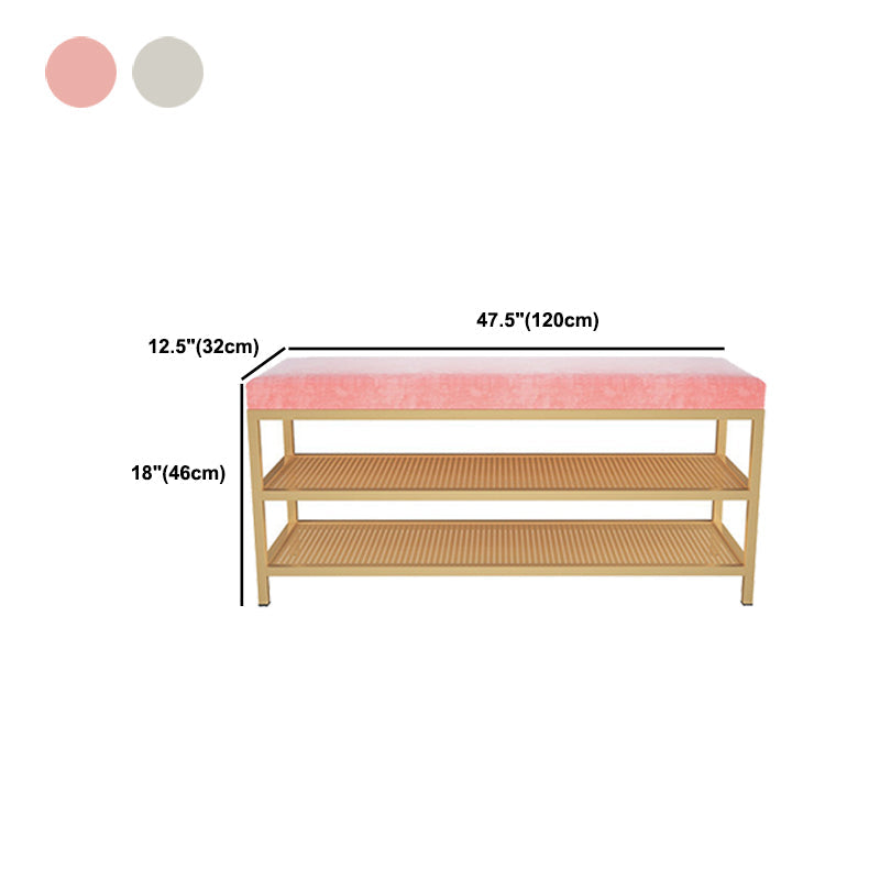 12.6 Inch Wide Entryway Bench Glam Metal Cushioned Seating Bench Clearhalo 'Benches' 'Chairs & Seating' 'furn' 'furn_benches' 'Furniture' 'Living Room Furniture' 6276011