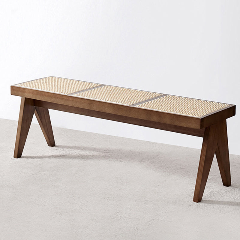 Tropical Solid Wood Bench Rattan X-Leg Dining Room Bench/low Stool Clearhalo 'Benches' 'Chairs & Seating' 'furn' 'furn_benches' 'Furniture' 'Living Room Furniture' 6276019