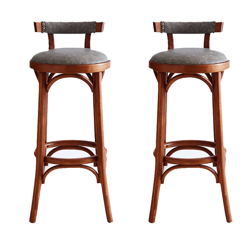 Taburete de mostrador de madera industrial, taburetes de altura de mostrador de cuero sintético para uso doméstico