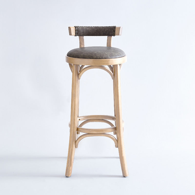 Taburete de mostrador de madera industrial, taburetes de altura de mostrador de cuero sintético para uso doméstico